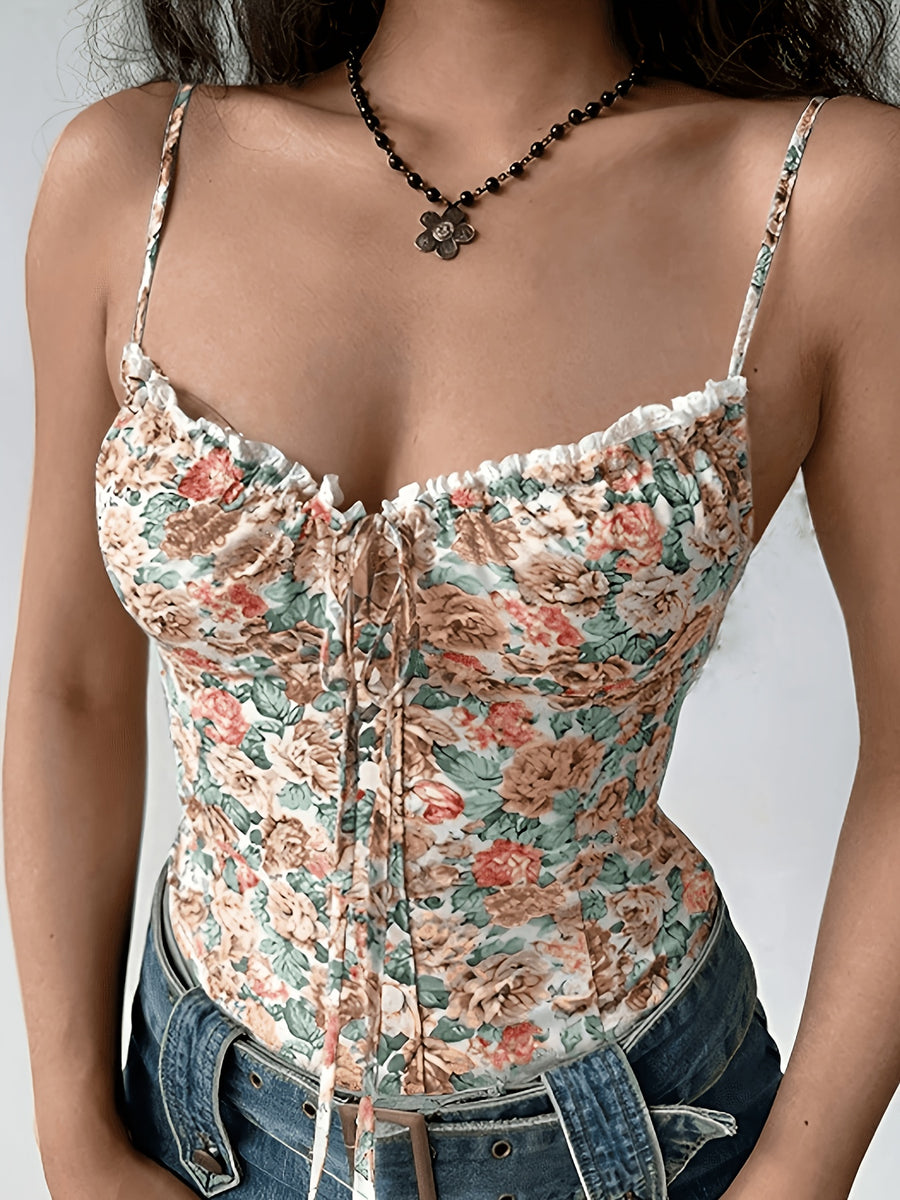 Women'S Elegant Printed Suspender Vest, a Must-Have Item for Summer, Women'S Suspender Top, Women'S Summer Clothing, Women'S Corset, Women'S Printed Corset - ginger-colored