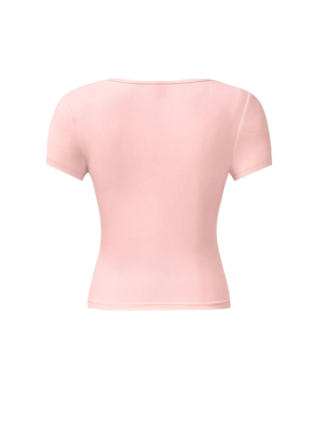 4pcs Set U-Neck Short-Sleeved T-Shirt Women'S Summer New Solid Color Slim Short All-Match Top - Pink+Brown+White+Black