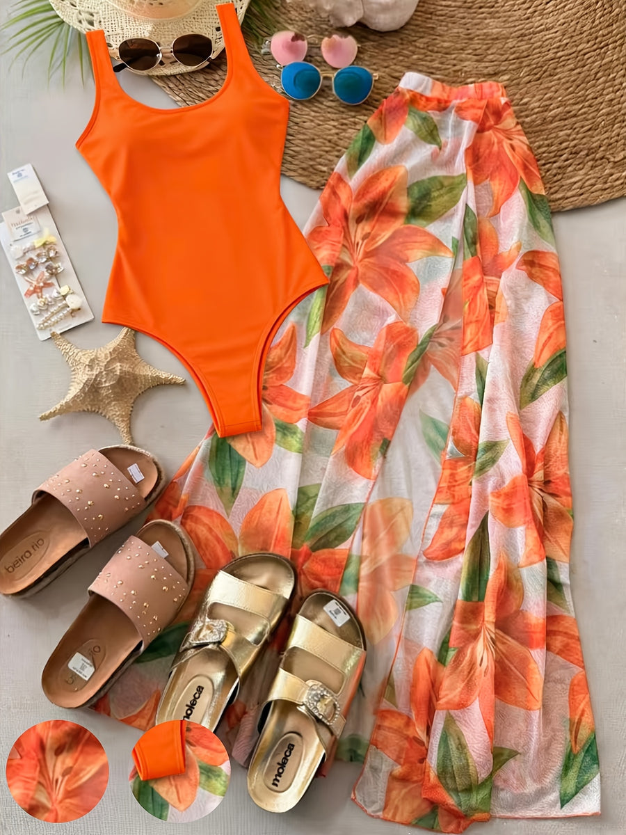 2026 Women'S Summer New Half Skirt Set, Slim Fit Sleeveless Jumpsuit with Camisole&Printed Semi Transparent Mesh Half Skirt Two-Piece Set, Elegant Party Y2K, Suitable for Poster Vacations, Parties, And Socializing - Mixed colors
