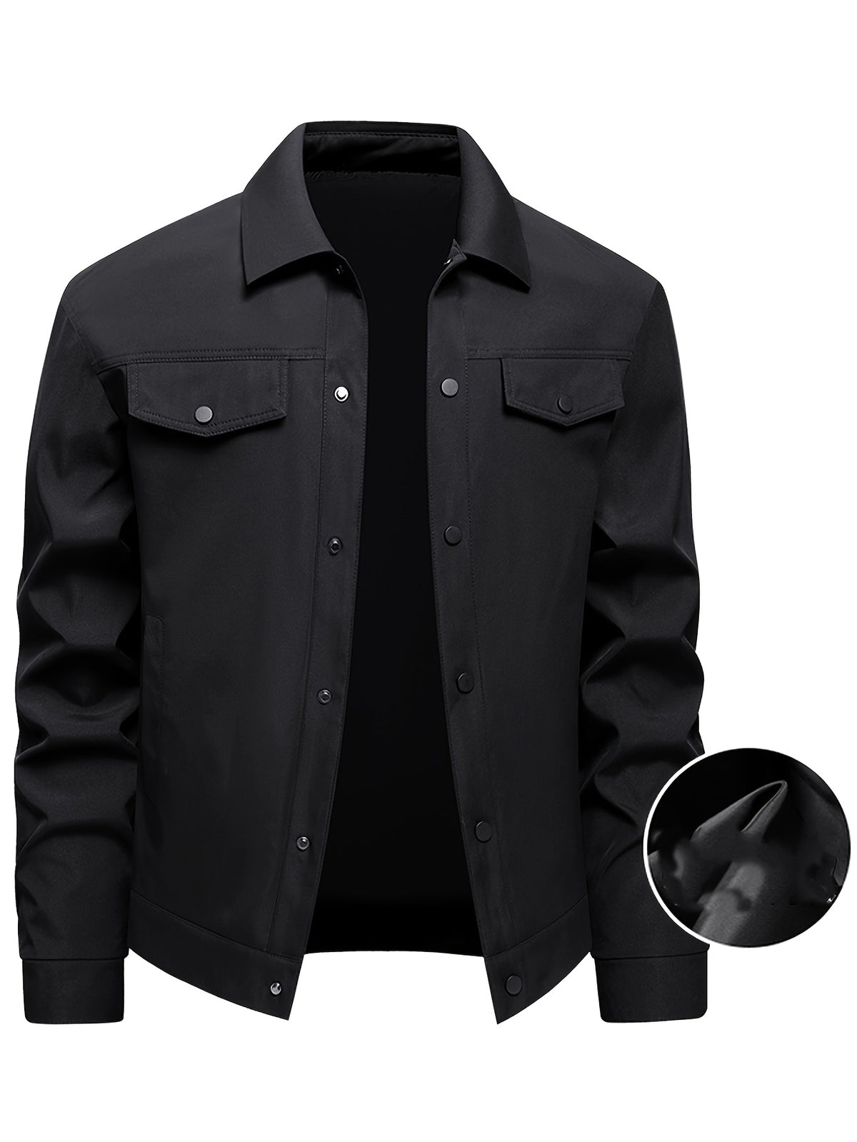 Men's Fashionable Casual Versatile Jacket, Outdoor Sports Lapel Outerwear - Black 2512