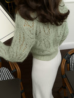 Women'S Cardigan - Single-Breasted Design, Commuting Fashion Choice, Loose Soft And Comfortable, Translucent Fabric, Long Sleeve Style, Casual Autumn And Winter Style, Straight Long Sleeve, Women'S Cardigan Top - Matcha Color