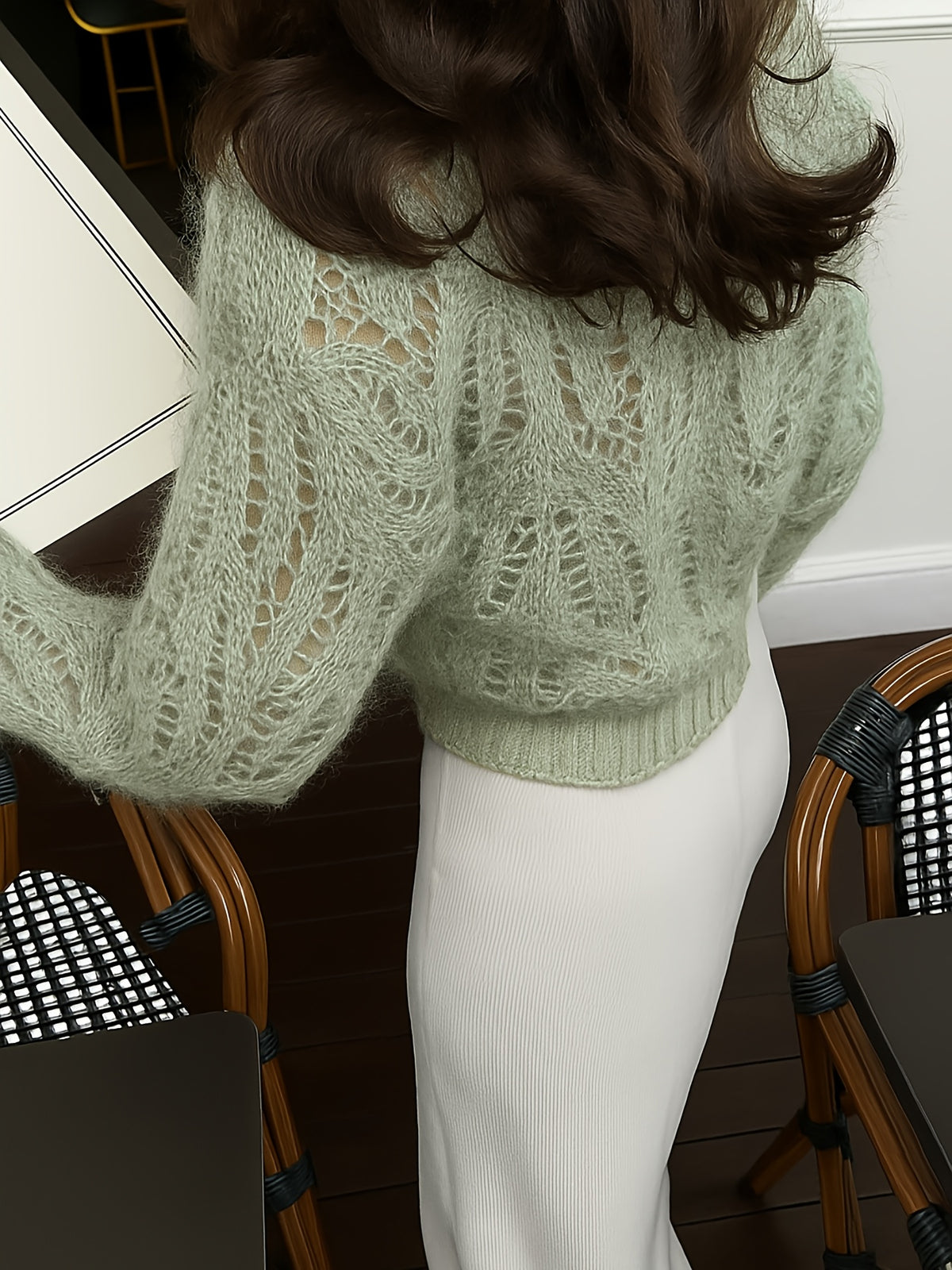 Women'S Cardigan - Single-Breasted Design, Commuting Fashion Choice, Loose Soft And Comfortable, Translucent Fabric, Long Sleeve Style, Casual Autumn And Winter Style, Straight Long Sleeve, Women'S Cardigan Top - Matcha Color