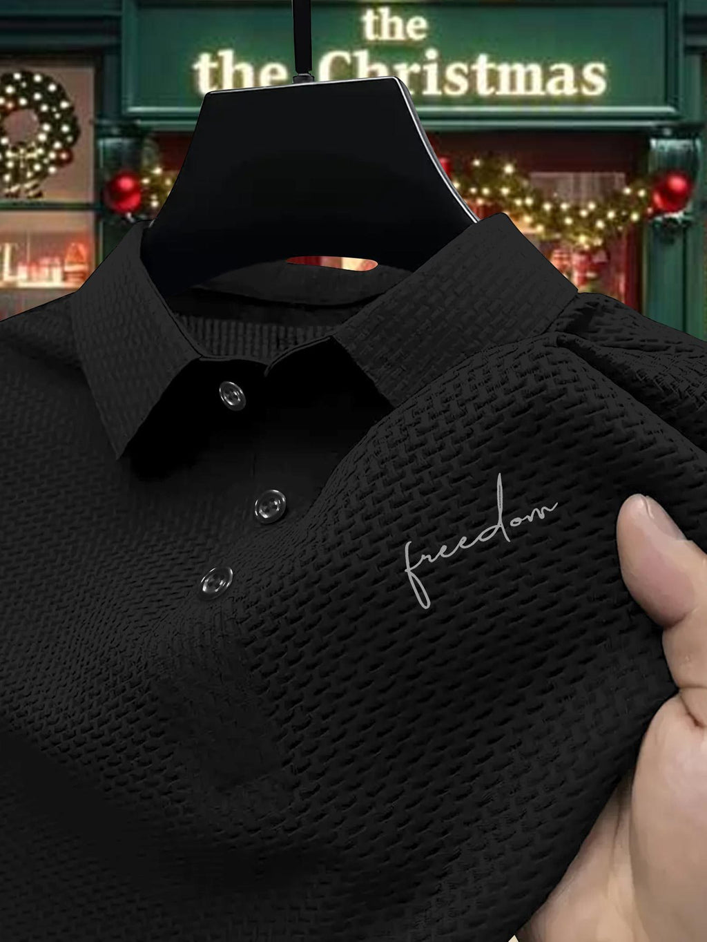 New Fabric Men'S Top, Printed Polo Shirt with Pleat-Press Craft, Premium Summer Sports-Casual Short-Sleeve Solid-Color T-Shirt, Half-Sleeve Top, Ideal for Golf, Fishing, Basketball, Fitness, And Beach Occasions - Black