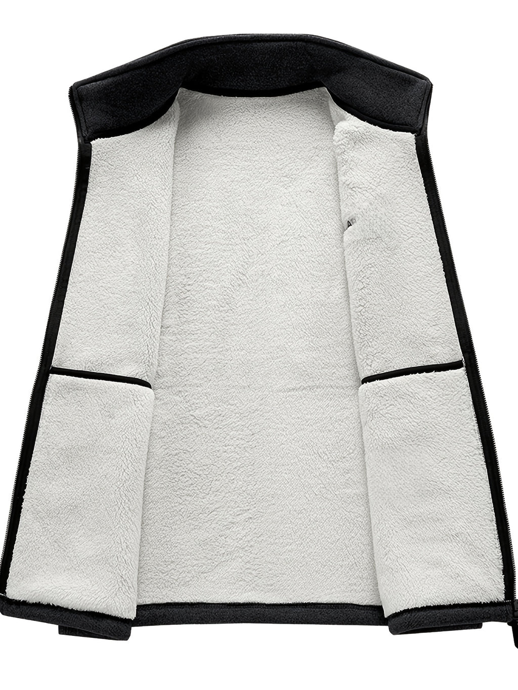 Men's Autumn Winter Casual Fleece-Lined Vest, Thickened Faux Blend Fleece Stand Collar Cardigan Vest for Outdoor and Home Wear, Warm Sleeveless Jacket Vest - Dahei-2368