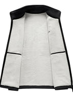 Men's Autumn Winter Casual Fleece-Lined Vest, Thickened Faux Blend Fleece Stand Collar Cardigan Vest for Outdoor and Home Wear, Warm Sleeveless Jacket Vest - Dahei-2368