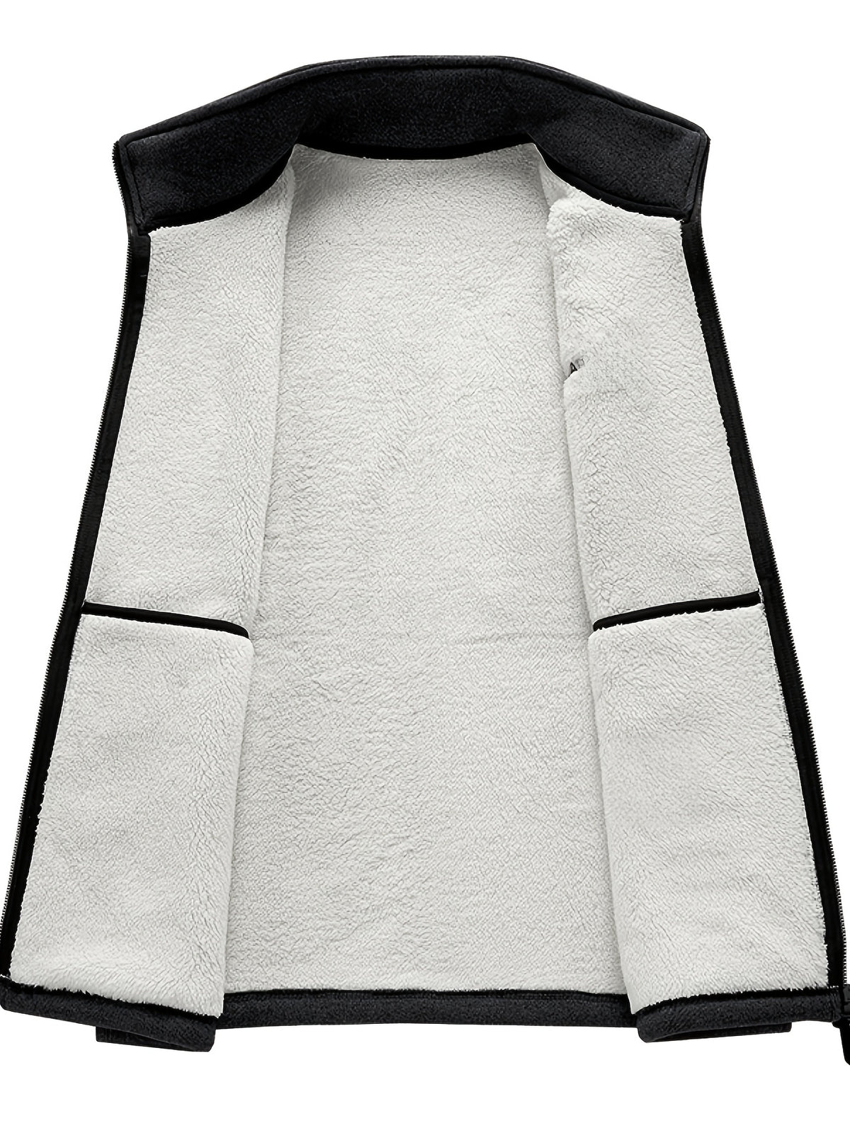 Men's Autumn Winter Casual Fleece-Lined Vest, Thickened Faux Blend Fleece Stand Collar Cardigan Vest for Outdoor and Home Wear, Warm Sleeveless Jacket Vest - Dahei-2368