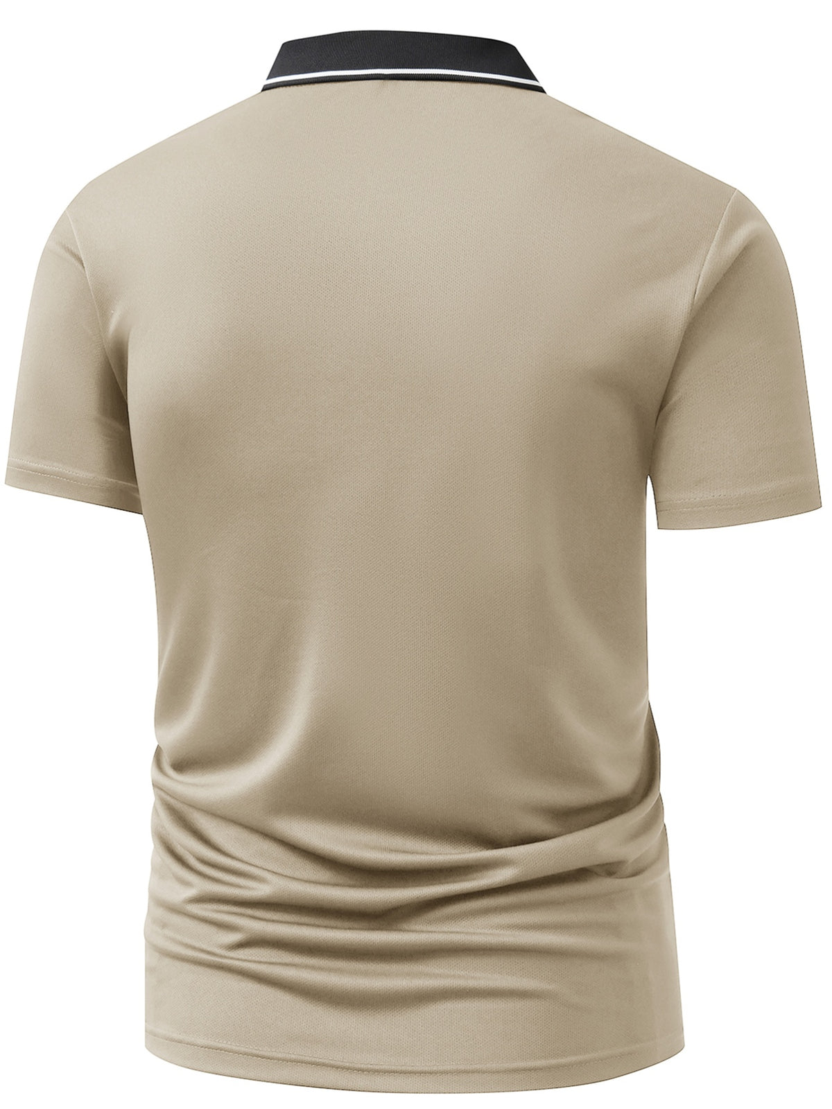 3pcs Set S20.32-2400.3 cmKING" Letter Logo New Men's Fashion Color-Block Quick-Dry Polo Shirt, Regular Fit Button Print, Golf Tennis Training Casual Sports Top - Khaki