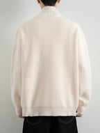 1pc Men'S Pit-Stripe Knit Cardigan, Irregular Diagonal Button V-Neck Design Loose Casual Fall Winter Off-Shoulder Fit Daily Commute Outerwear Sweater Jacket - White