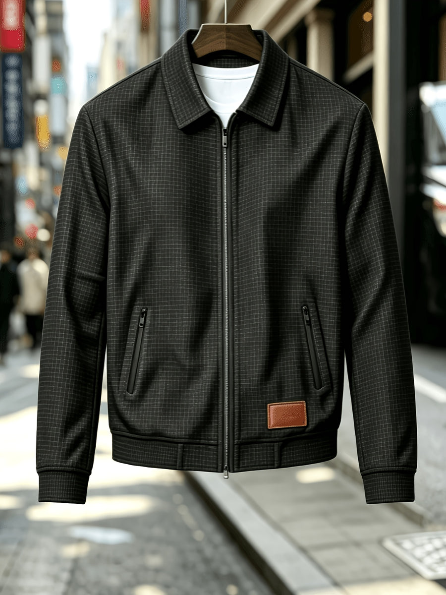 Men'S Fashion Waffle Collar Long Sleeve Open Front Cardigan Sweater Jacket - Black