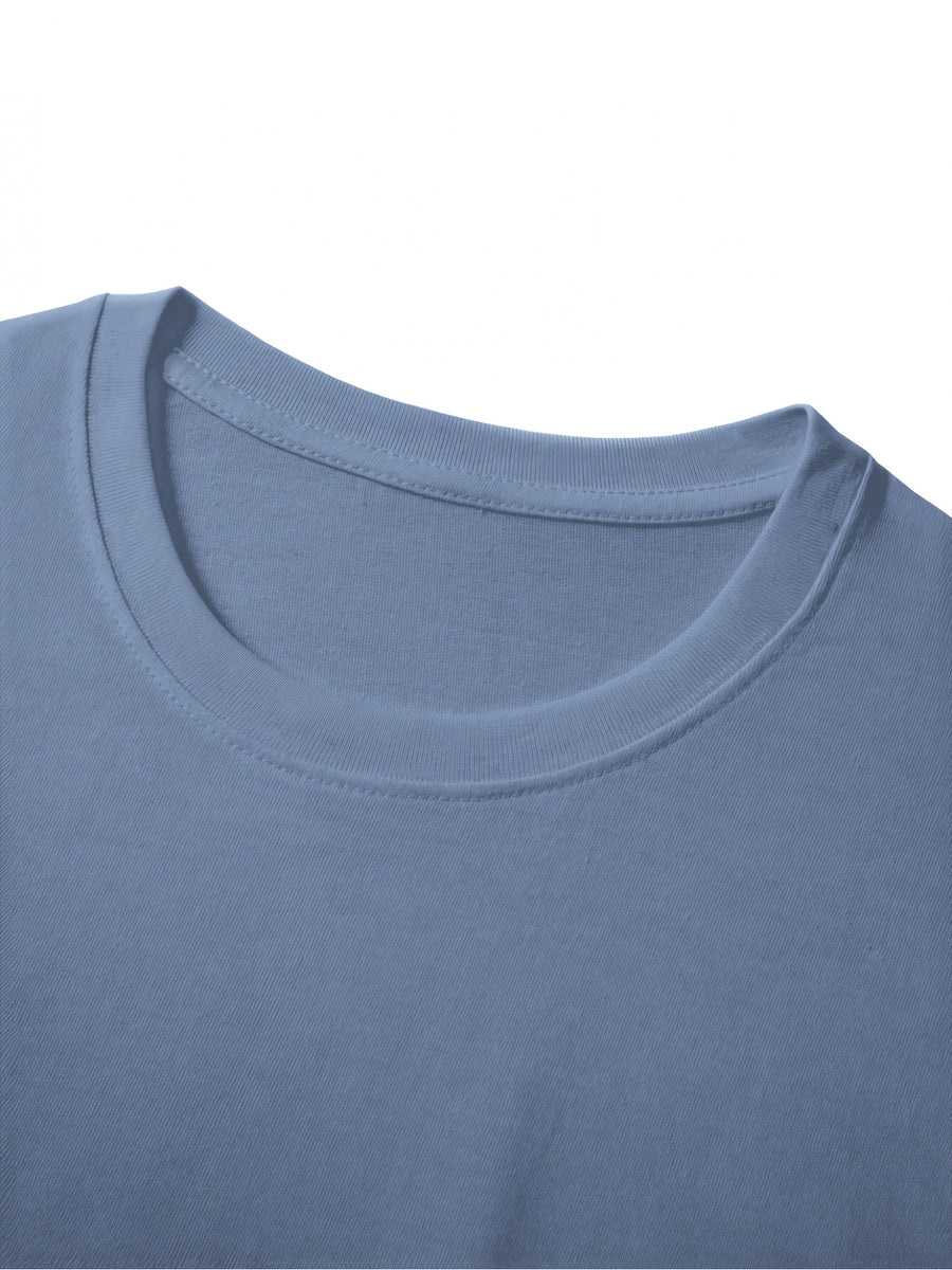 Men's 100% Cotton Autumn T-Shirt, Crew Neck Casual Spring/Autumn Long Sleeve T-Shirt, Comfortable and Soft Men's Top - Sky Blue