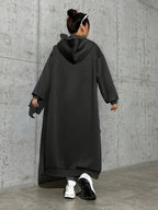 Women'S Winter Casual Long Sleeve Hoodie Sweater - Black