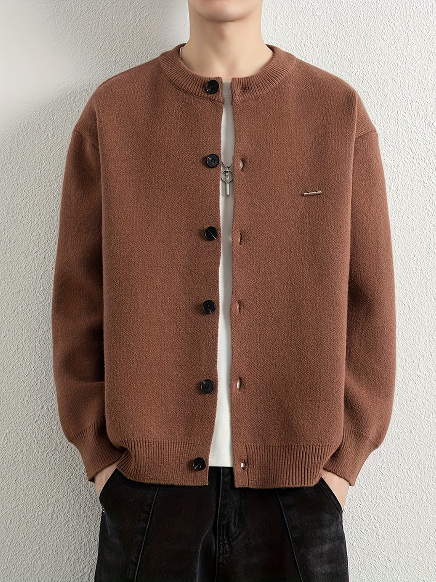 Men's Autumn Winter Trendy Versatile Warm Cardigan Sweater 25861 - Coffee Color