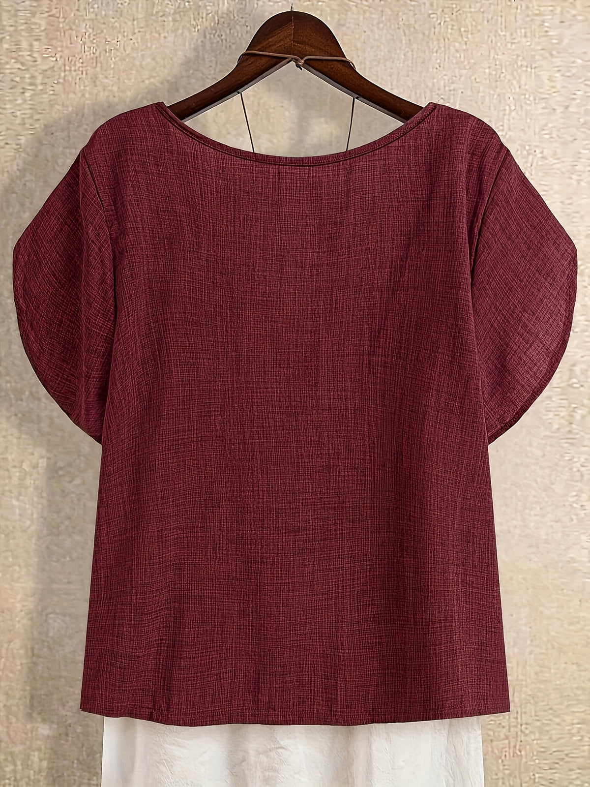 Women'S Solid Fashion Shirt for Summer - Burgundy