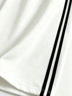 2pcs Women's Short Sleeve and Long Pants Set, Standard Size, Printed Color-Blocked, Comfortable and Soft, for Outings, Leisure, and Sports, with Long Sweatpants and Short Sleeve Top - White