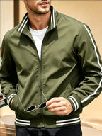 Men'S New Casual Sports Jacket, Outdoor Breathable Running Coat, Casual Zipper Stand-Up Collar Jacket Trench Coat, Suitable for Outdoor Hiking Fitness Activities, Multi-Color Available - fern green