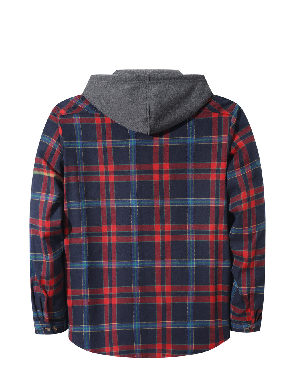 Men'S Plaid Hoodie Fashion Hoodie Fleece Shirt Price Long Sleeve Casual Button-Up Hoodie, Autumn Essentials - Navy Blue Red A1