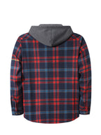 Men'S Plaid Hoodie Fashion Hoodie Fleece Shirt Price Long Sleeve Casual Button-Up Hoodie, Autumn Essentials - Navy Blue Red A1
