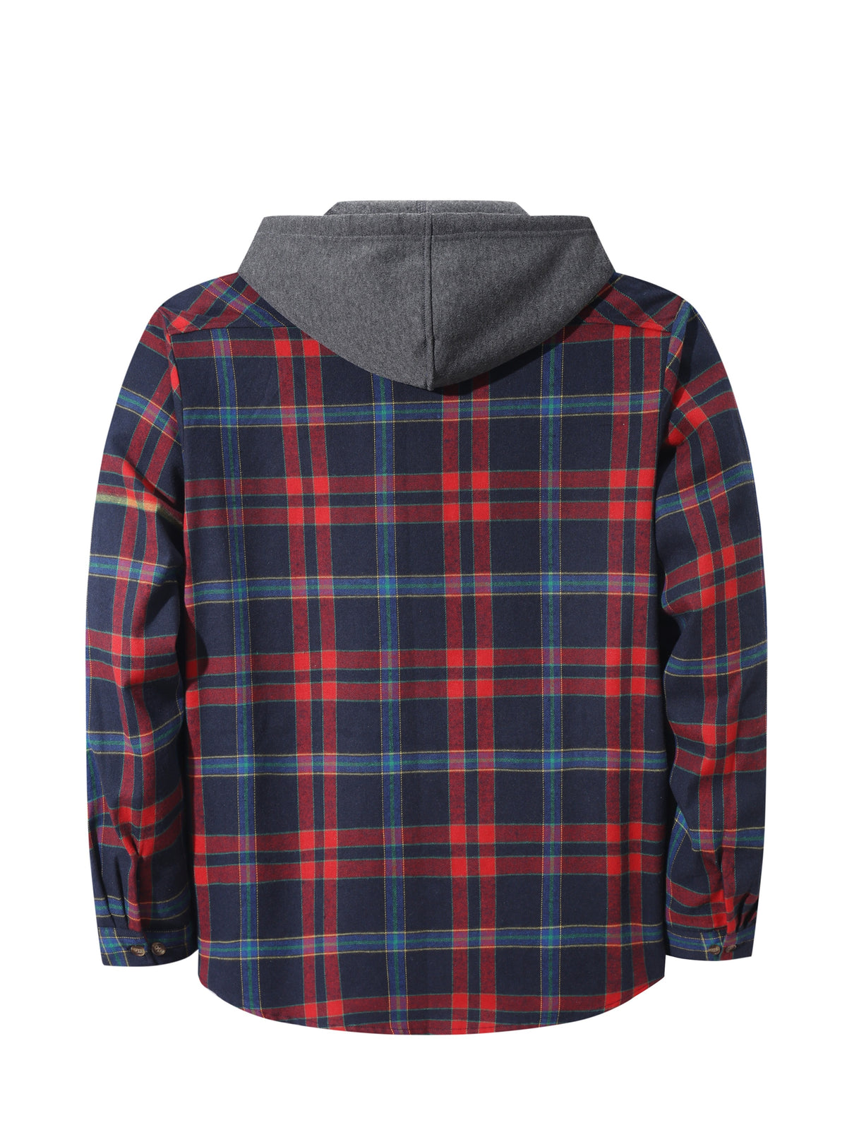 Men'S Plaid Hoodie Fashion Hoodie Fleece Shirt Price Long Sleeve Casual Button-Up Hoodie, Autumn Essentials - Navy Blue Red A1