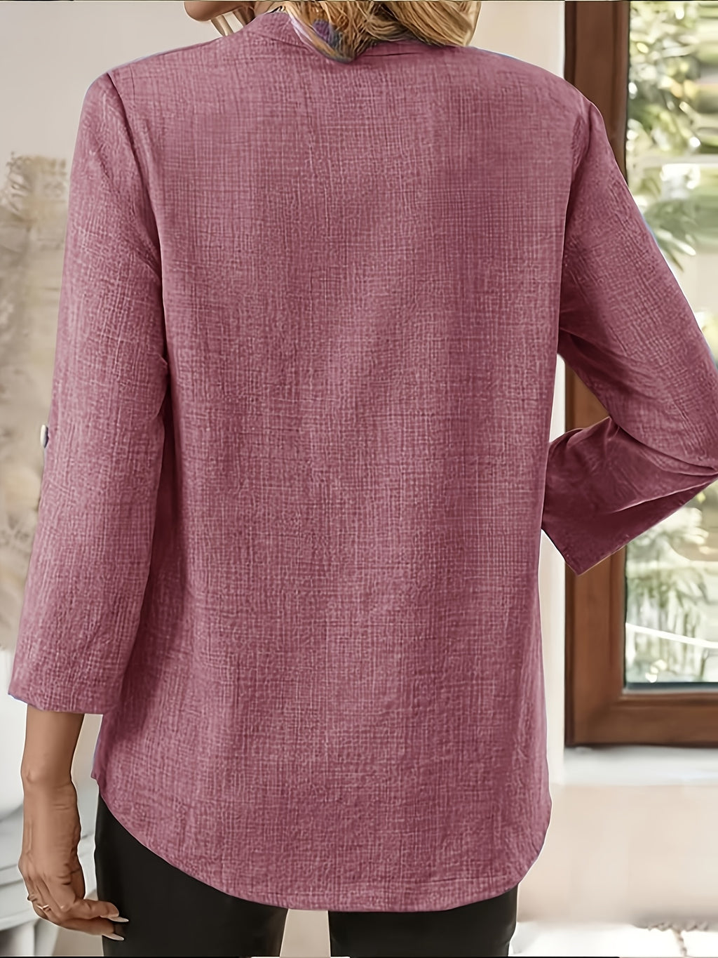 Women'S V-Neck Short Sleeve Shirt, Universal Casual Blouse Top - Lavender