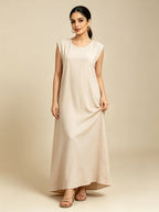 1pc Solid Color Elegant Casual Spring Autumn Suitable for Women'S Daily Base Layer Vest Abaya Muslim Dress Robe Summer Abaya - Apricot