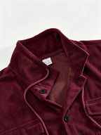 BOWZ Men's Corduroy Jacket Button-Up Cardigan Coat with Stand Collar & Drawstring Hood Suitable for Sports, Casual Commuting Jacket, Corduroy Button-Front Closure, Machine Washable Fall Outerwear, Solid Color Regular Fit Cardigan Gift - Burgundy