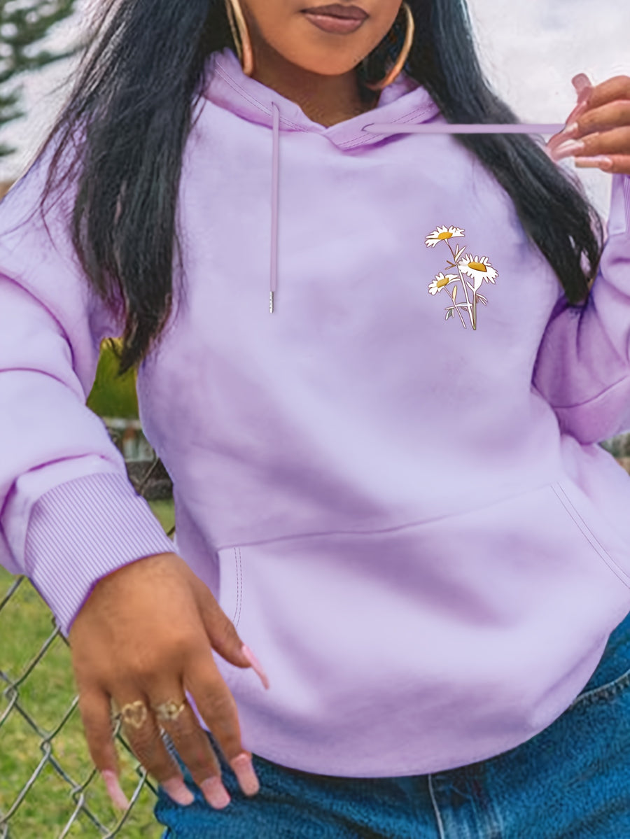Women'S Casual Sketch Hoodie - Purple