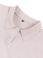 240G Heavyweight Combed Pure Men'S POLO Shirt Easy Retro Washed Loose Lapel Short Sleeve Skin-Friendly Temperament Autumn Summer Daily Commute Casual Top - Apricot