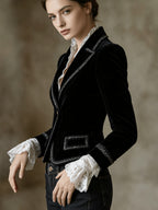 Women'S Vintage Single-Button Blazer, Waist-Defining Slim Fit, Casual Commute, Metal Button - Black