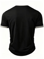 Men's Spring/Summer New Arrival Solid Color 2-in-1 Look Short Sleeve T-Shirt, Suitable for Golf, Business Casual, and Daily Wear. The Fabric Is Soft, Comfortable, and Machine Washable. A Stylish and Versatile Top for Commuting, Also Makes a Great - Black
