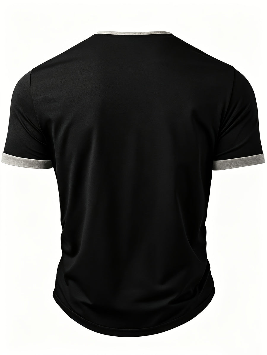 Men's Spring/Summer New Arrival Solid Color 2-in-1 Look Short Sleeve T-Shirt, Suitable for Golf, Business Casual, and Daily Wear. The Fabric Is Soft, Comfortable, and Machine Washable. A Stylish and Versatile Top for Commuting, Also Makes a Great - Black