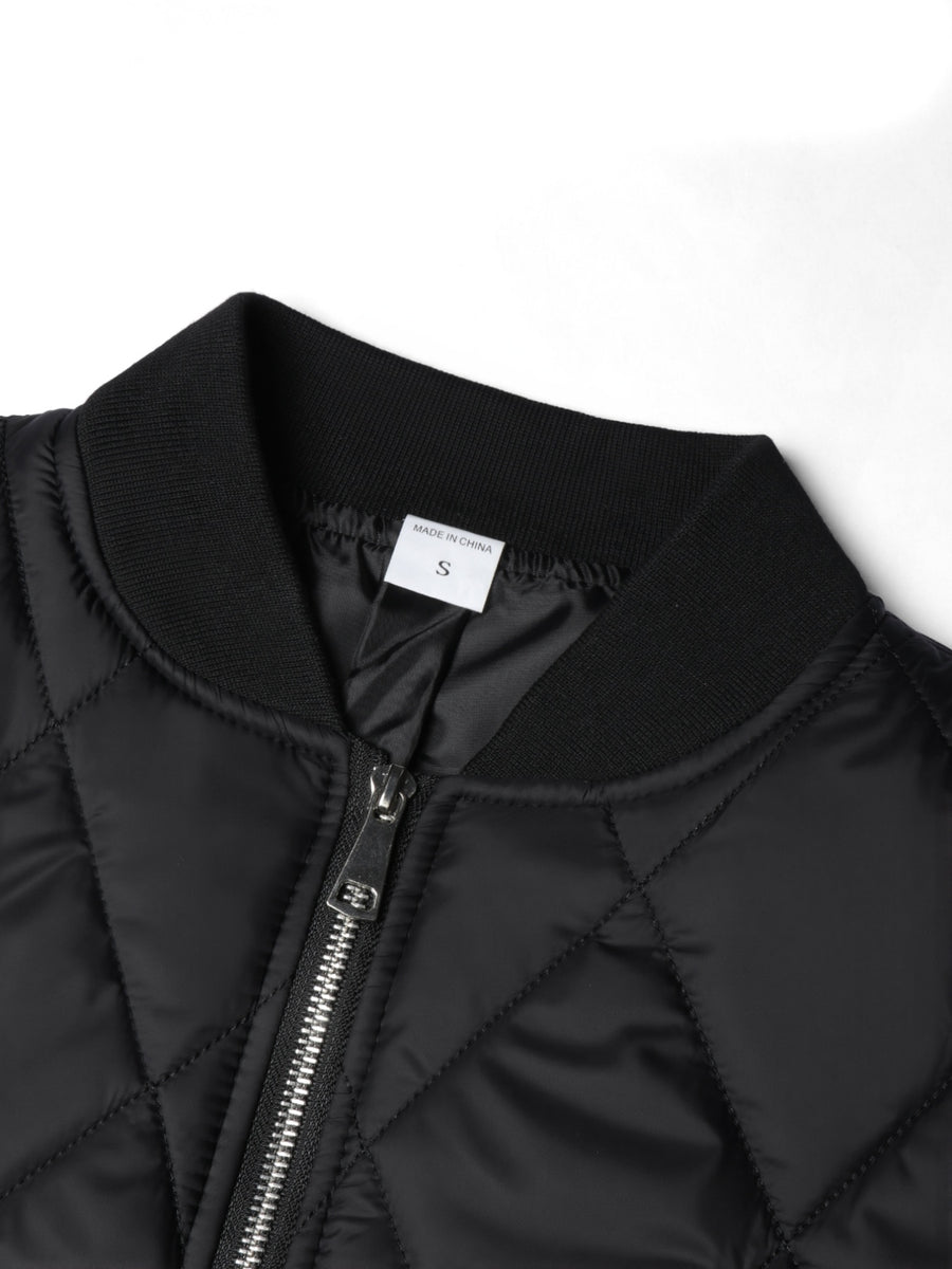 Autumn Winter New Fashion Trendy Black LA Pattern Outdoor Activity Casual Commute Leisure Baseball Collar Classic Style Men'S Non-Stretch All-Match Striped Jacket Coat - Black