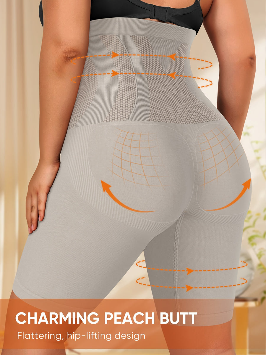 1-Pack Plus Size Panties, Enlarged Size, High-Waist Tummy Control, Shaping And Lifting, Seamless Panties, Women'S Underwear, Square-Cut Panties, Boxer Briefs - Grey