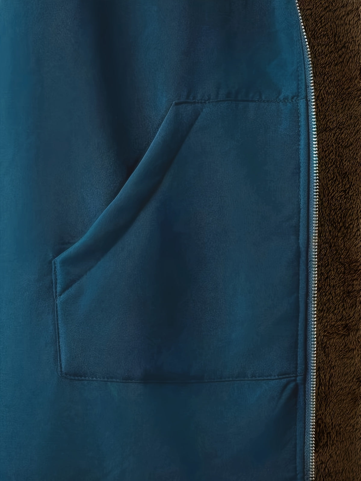 Solid Color Thermal Lined Hooded Jacket for Autumn/Winter Warmth and Casual Wear - Military Blue