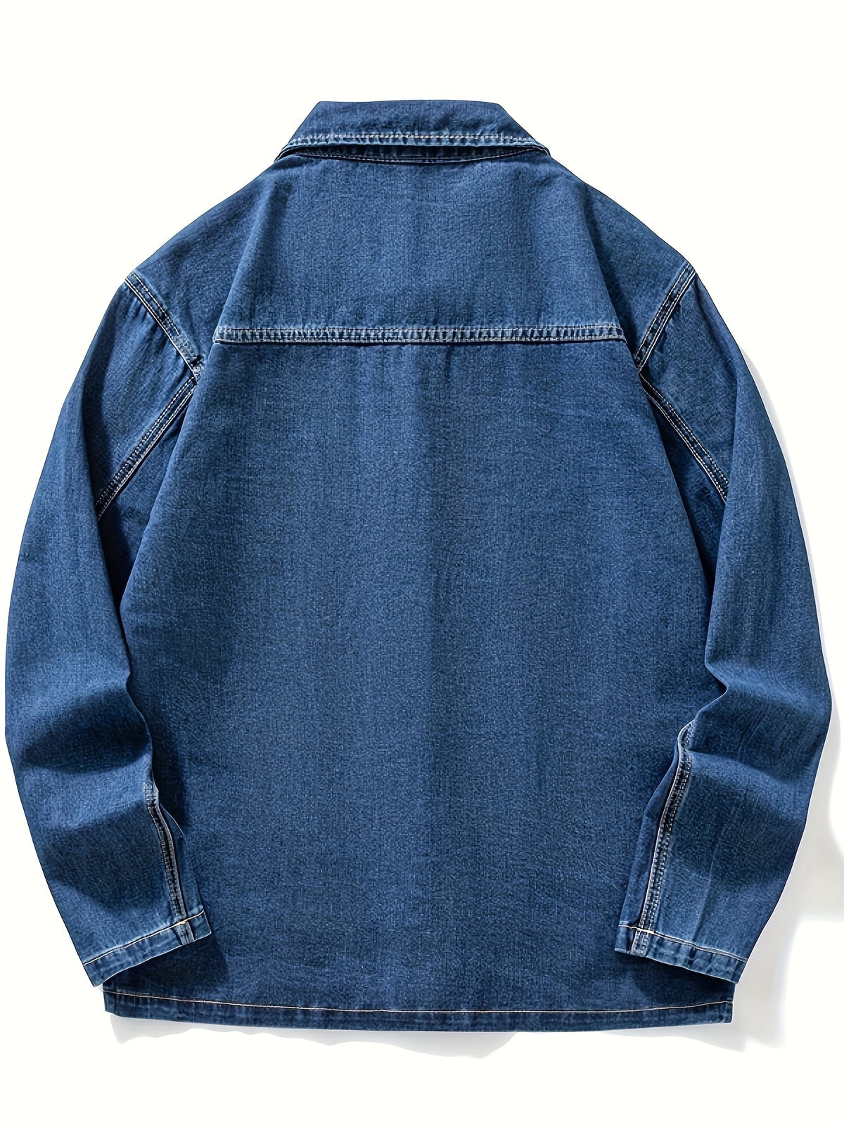 9029# Men'S New Flat-Footed Non-Stretch Denim Shirt Loose Plus Size Versatile Casual Shirt - Blue