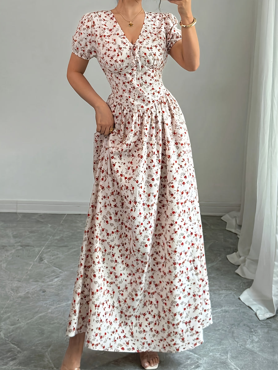 Long Dress Women's Fashion Elegant Floral Print 9008 - Multicolor