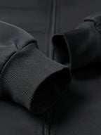 Men's Stand Collar Jacket for Urban Outings, European and American Style Casual Long Sleeve Spring/Autumn Jacket with Pockets, Ribbed Cuffs and Hem, Full Zipper Closure, Men's Sport Outerwear Jacket - Black