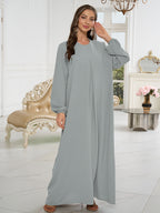 1pc Stylish Holiday Attire, Featuring a Relaxed Fit And Versatile Solid Color, Perfect for Everyday Use. This Comfortable And Casual Women'S Abaya Dress Is Ideal for Muslim Women, Offering Long Dresses And Elegant Robes for Ladies - Dark Gray