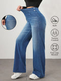 Women'S Loose Wide-Leg Elastic High-Waist Stretch Comfortable Temperament Elegant Women'S Trousers - Blue