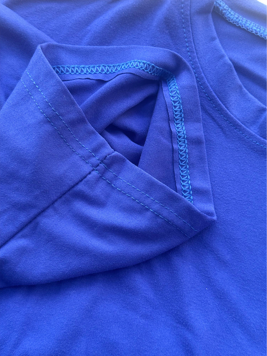 2G1005 M-2XL T Shirt Women Crop Top Clothes Women Fashion T-shirt Casual T-shirt Korean Style Internet Oversize Celebrity Round Neck Large T Shirt Ladies Versatile Basic Essentials Leisure Men And Women - Blue