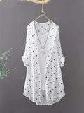 Fashionable Loose Long Polka Dot Shirt | Casual Style, Hooded Collar, Ideal For Spring/Summer/Fall - White