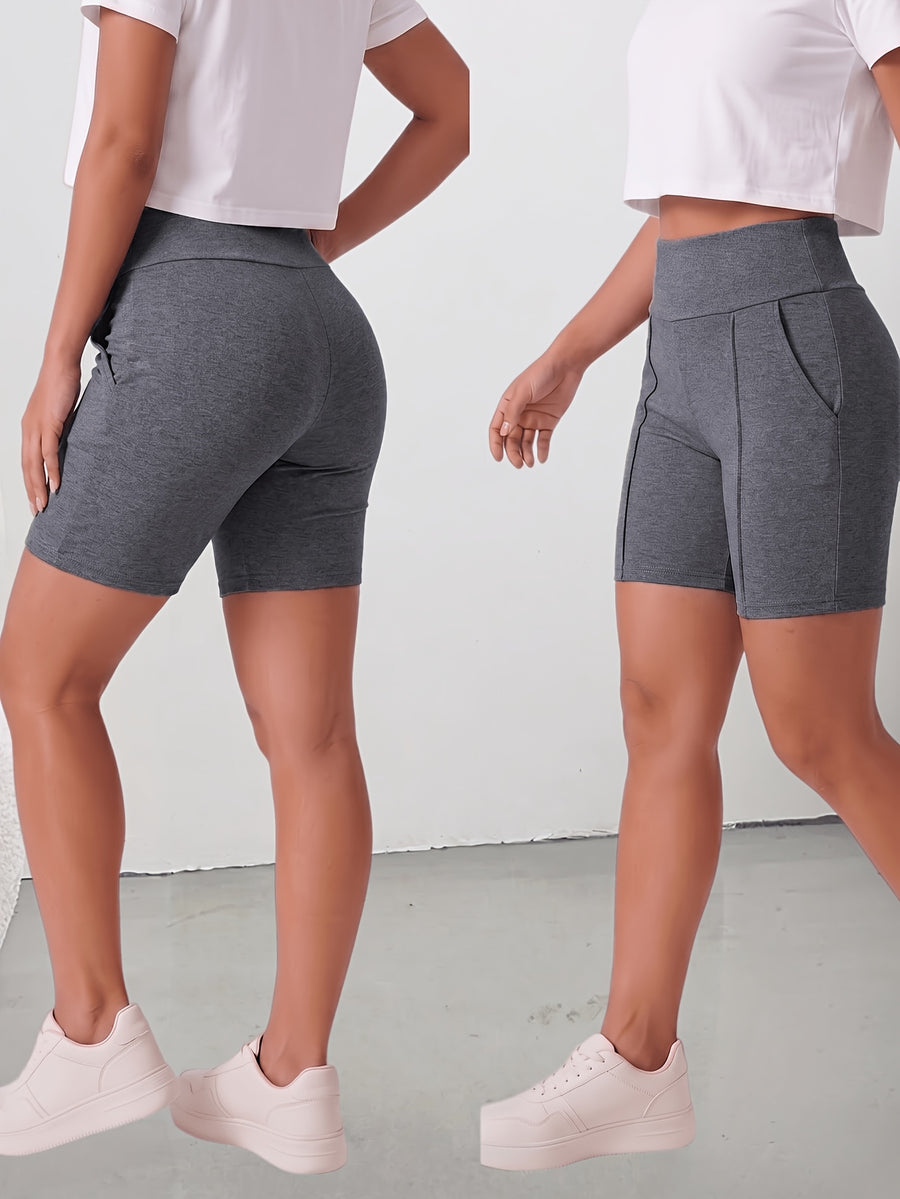 Women's High-Waist Tummy Control Shorts with Side Pocket - Non-Sheer & Shorts Suitable for, Casual Wear, Spring Summer Shorts, Machine Washable Tummy Control Underwear (No Transparency) - Dark Gray