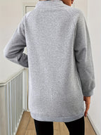 Women'S Fashion High-Neck Sweatshirt - Light Grey