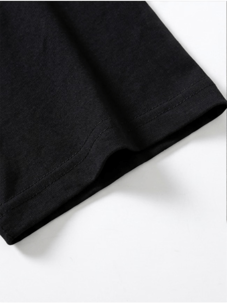 Fun English Front and Back Print, Summer Men's Pure Cotton Crew Neck Casual T-Shirt, Men's Fashion Short Sleeve, Men's Trendy Top, Loose Half-Sleeve, Comfortable, Daily, Commuting, Vacation, Premium, Couple's Style, Student Budget, Holiday - Black