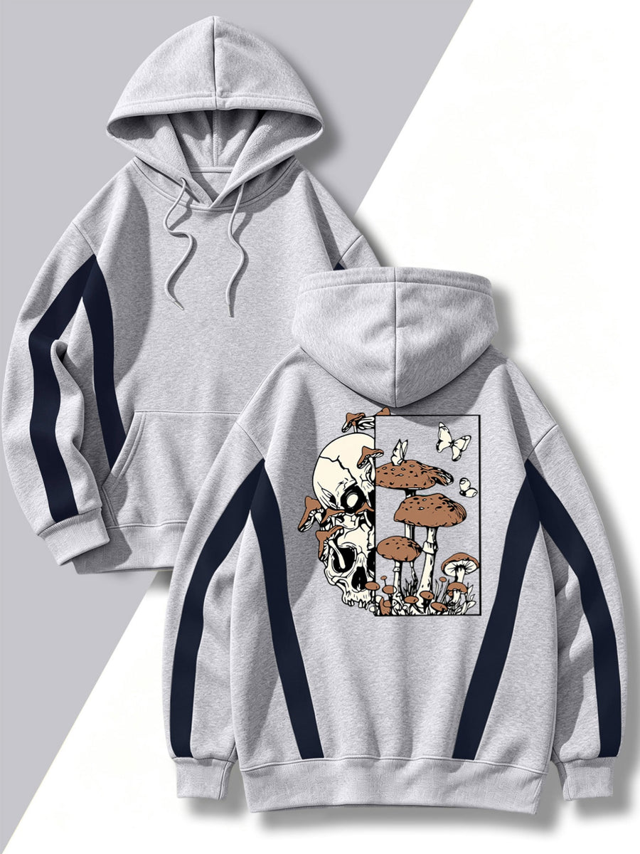 4pcs Set: Autumn/Winter Men's Pullover Hooded Sweatshirt with Diagonal Contrast Color Line Cut on Sleeves, Street Style Top. Features Adjustable Drawstring and Large Kangaroo Pocket for Storing Phones and Small Items. Made of Skin-Friendly - Gray+grey+grey+grey