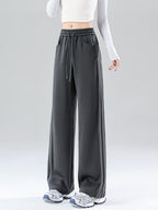 2025 Autumn Casual Easy Line Contrast Patchwork Casual Trousers American Loose Long Pants Women'S - 1A67 dark gray plastering