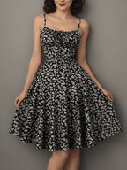 Summer Elegant Party Casual Vacation Small Floral Print Dress - Mixed colors