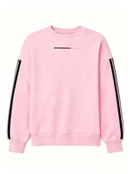 Comfortable And Versatile Women'S Clothing, Casual Long-Sleeve Crewneck Sweatshirt with Fun Printed Patterns And Double Stripes, for Women - Pink Color