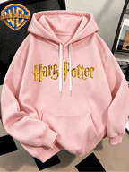 Fashion Hip Hop Print Fashion Brand Casual Versatile Sports Drawstring Pocket Hooded Men'S Sweater, Men'S Autumn And Winter Cute Casual Style, Sports Style Fashion Loose Hoodie, Daily Casual Wear - Pink