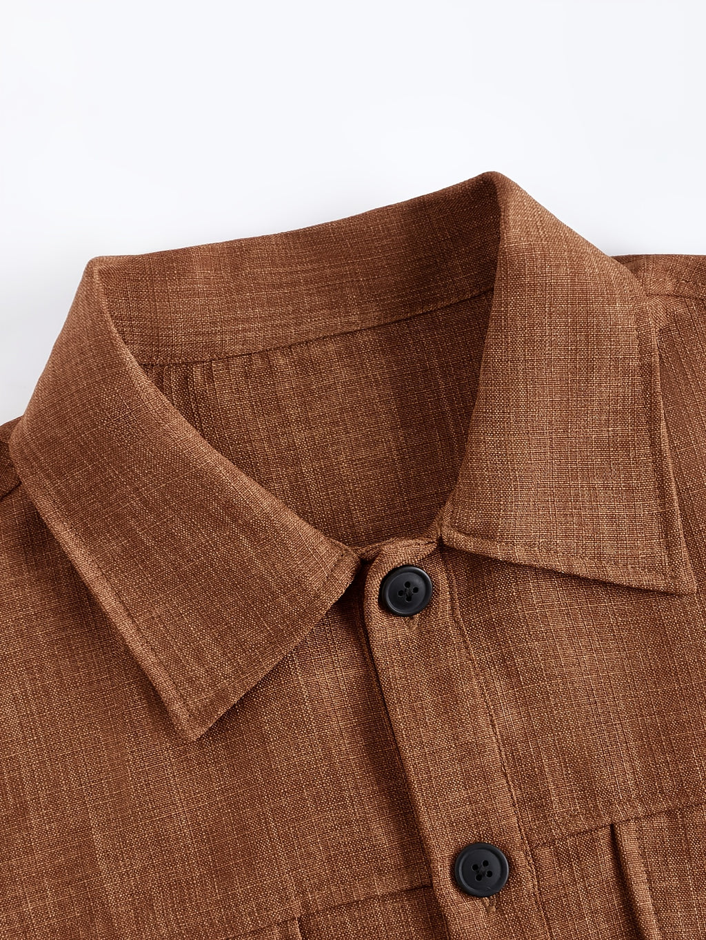 Fashionable Casual Men's Lightweight Jacket, Single-breasted Long-sleeve Shirt, Casual Solid-color Lapel Shirt, Versatile Cardigan for Daily Commutes and Outdoor Wear, Men's Casual Attire, Ideal Gift - Coffee Color