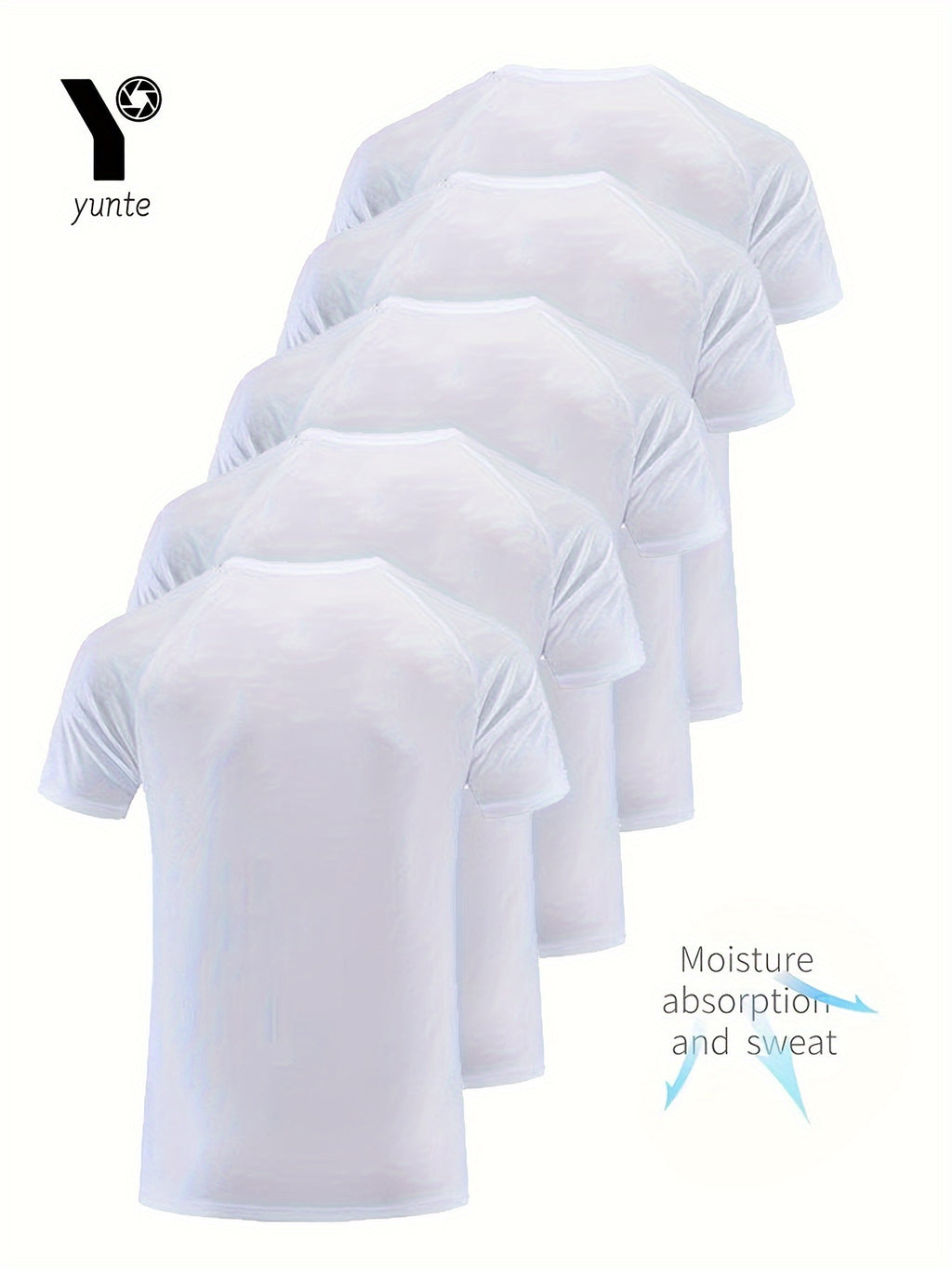 5pcs White Ultra-Light Men'S Round Neck T-Shirts - Quick-Dry, Breathable, Moisture-Wicking Shirts, Suitable for Fitness, Gym, And Running, Lightweight And Comfortable, Athletic Training Quick-Dry Short Sleeve Moisture-Wicking, Sweat-Resistant - White 5 Pack